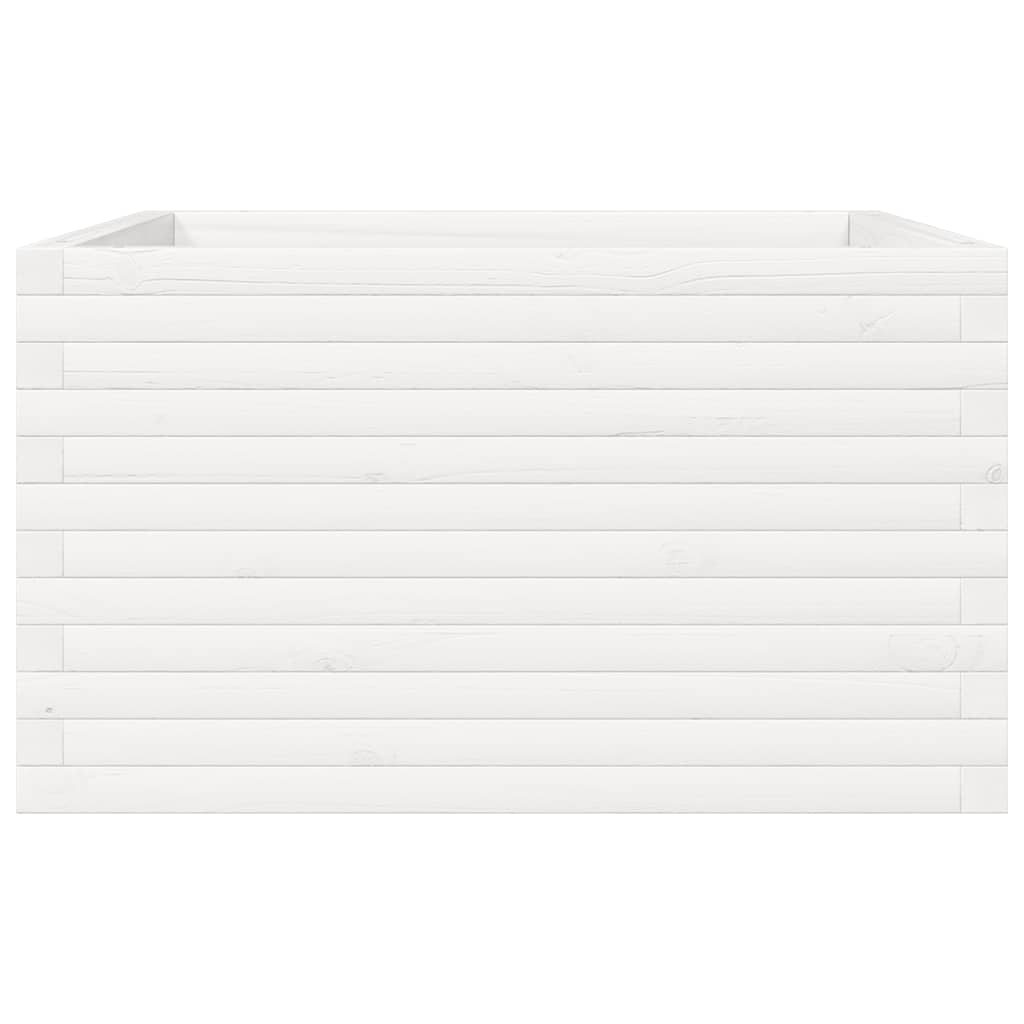 Utendørs Blomsterkasse Plantekasse Tre Hvit 80x80x45,5 cm heltre furu