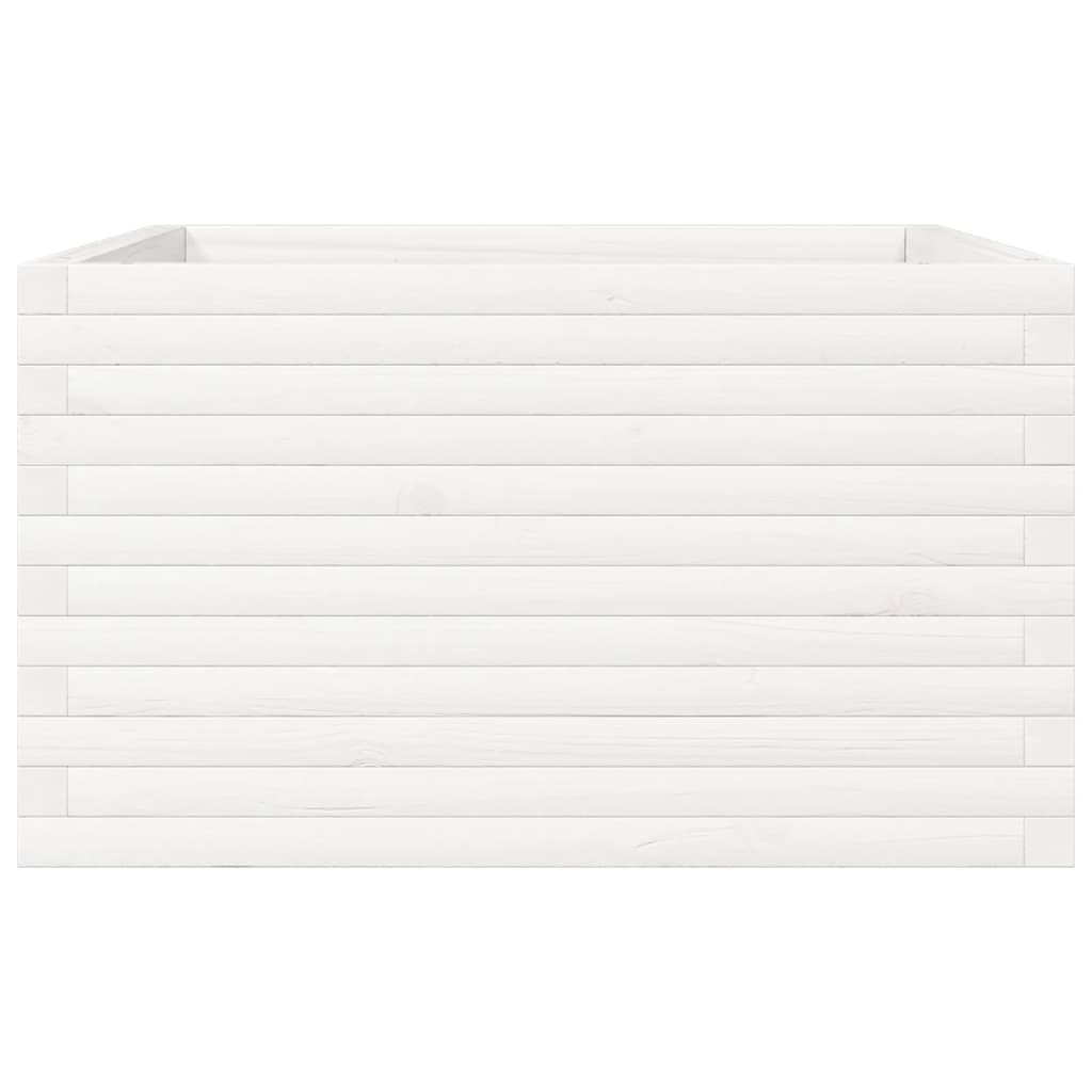 Utendørs Blomsterkasse Plantekasse Tre Hvit 80x80x45,5 cm heltre furu