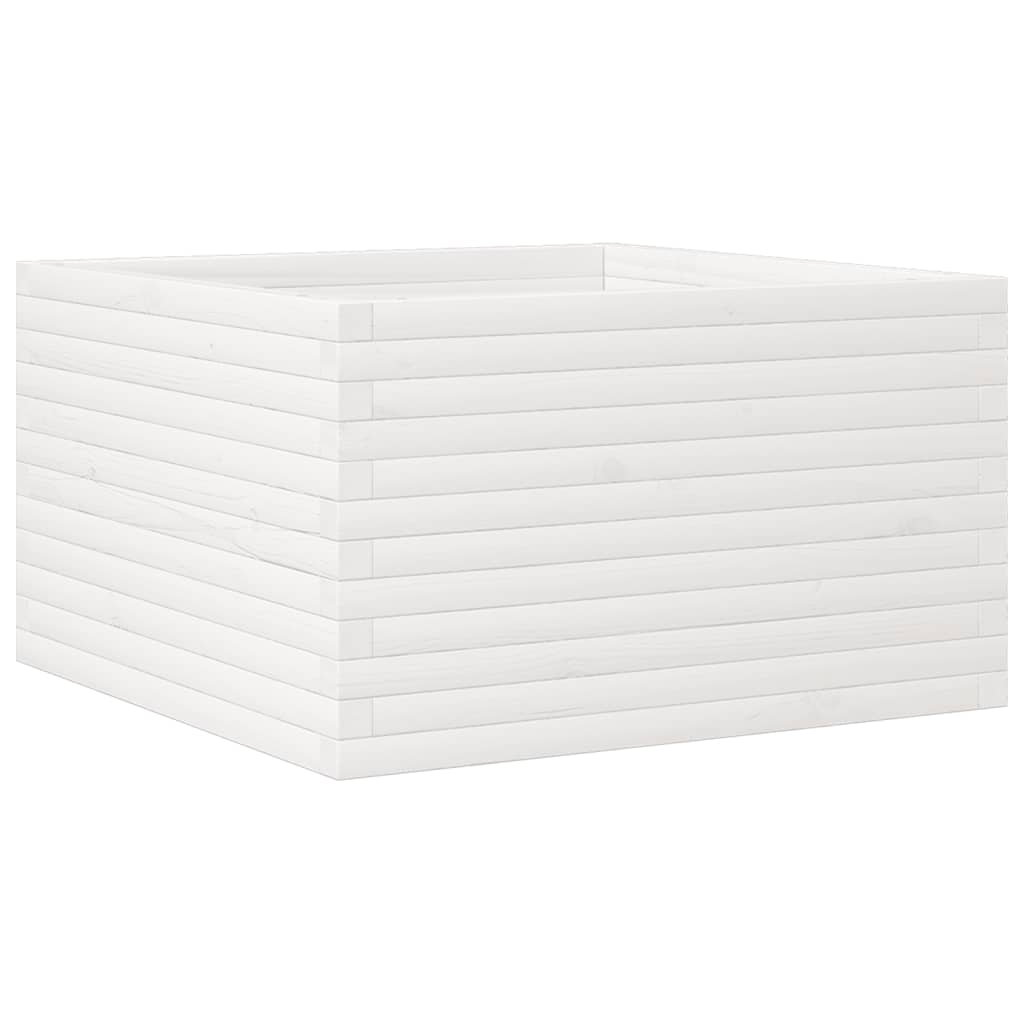 Utendørs Blomsterkasse Plantekasse Tre Hvit 80x80x45,5 cm heltre furu