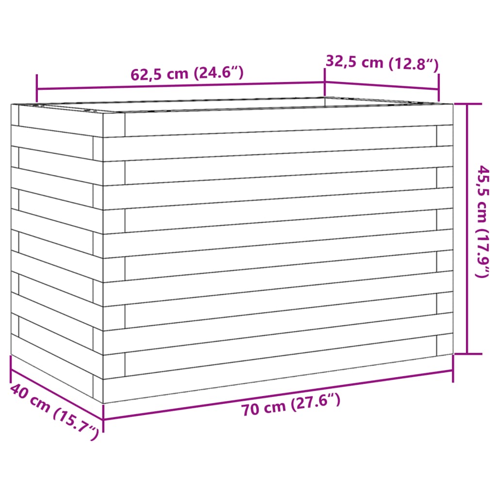 Utendørs Blomsterkasse Plantekasse Tre 70x40x45,5 cm heltre douglasgran
