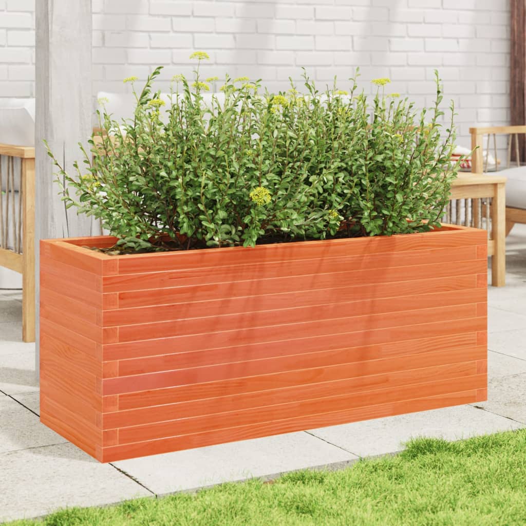 Utendørs Blomsterkasse Plantekasse Tre voksbrun 110x40x45,5 cm heltre furu