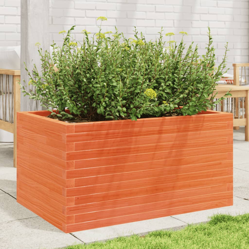 Utendørs Blomsterkasse Plantekasse Tre voksbrun 90x60x45,5 cm heltre furu