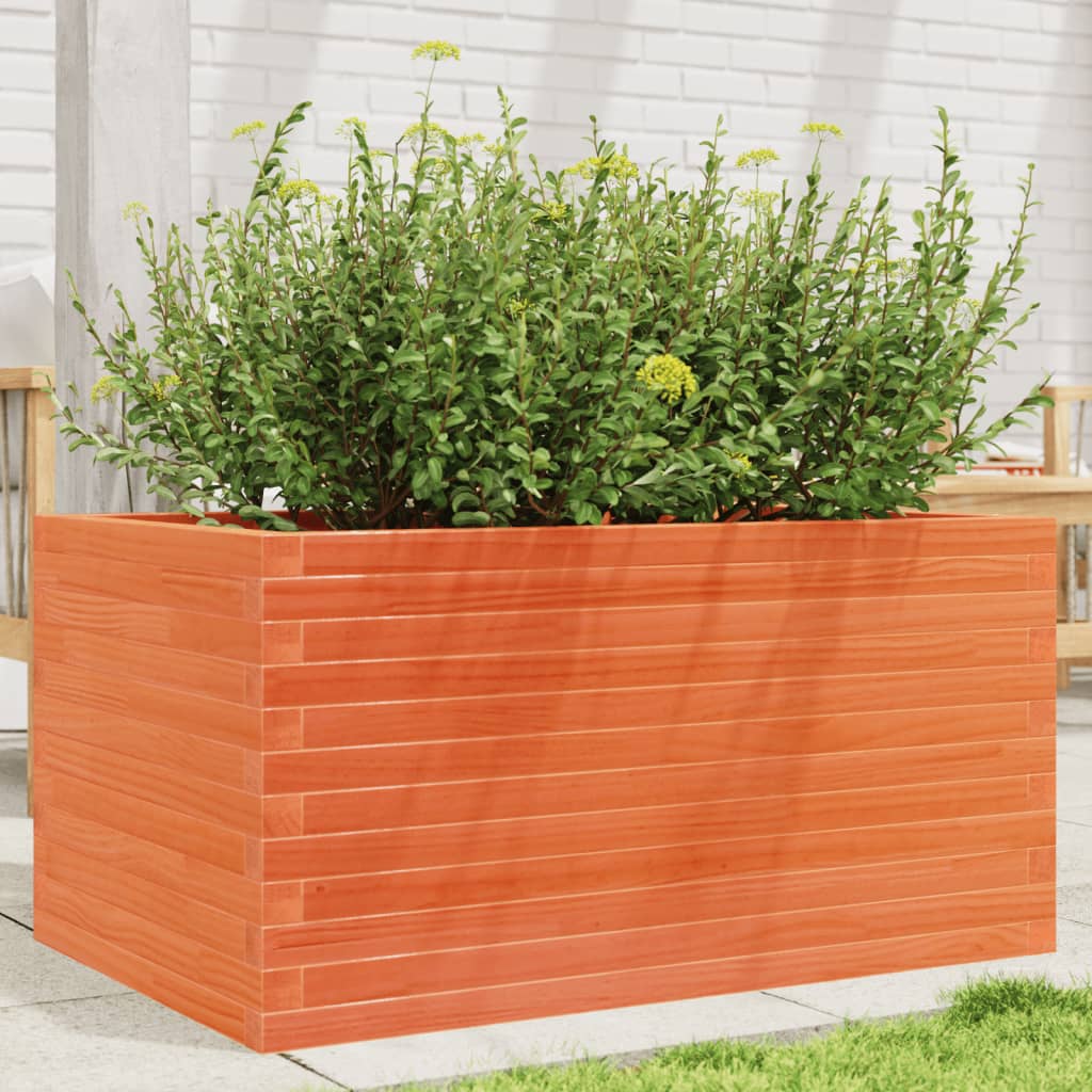 Utendørs Blomsterkasse Plantekasse Tre voksbrun 90x60x45,5 cm heltre furu