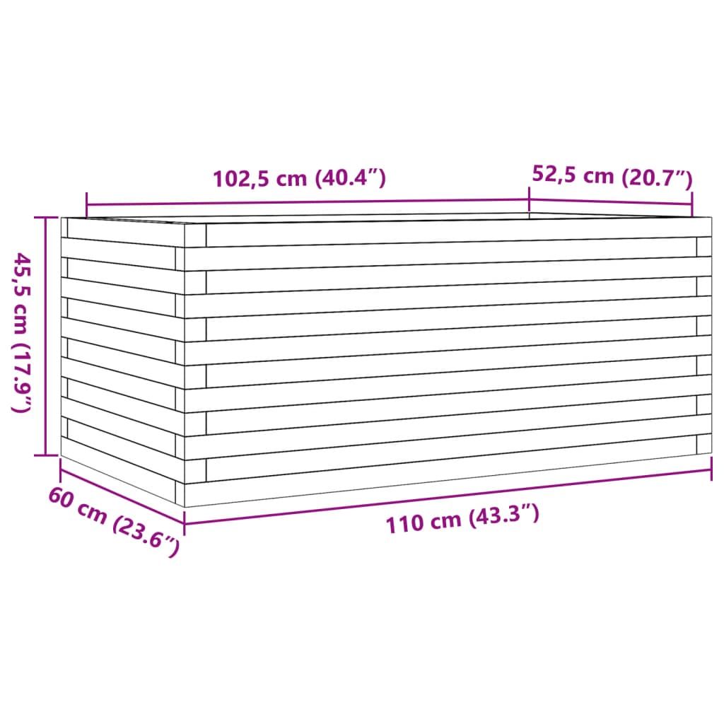 Utendørs Blomsterkasse Plantekasse Tre 110x60x45,5 cm heltre douglasgran
