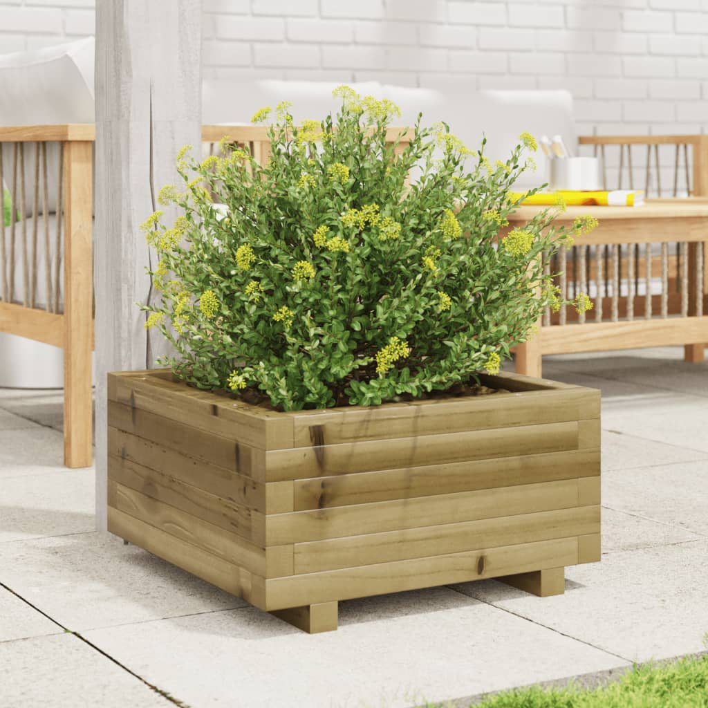 Utendørs Blomsterkasse Plantekasse Tre 50x50x26,5 cm impregnert furu