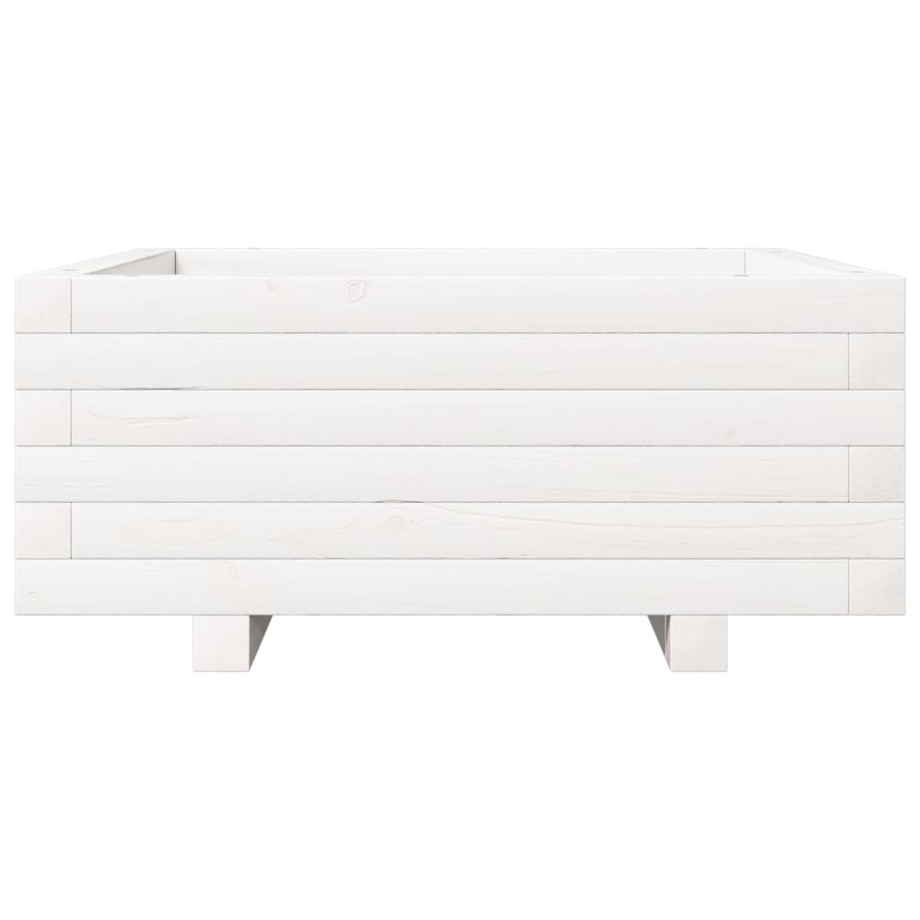 Utendørs Blomsterkasse Plantekasse Tre Hvit 60x60x26,5 cm heltre furu