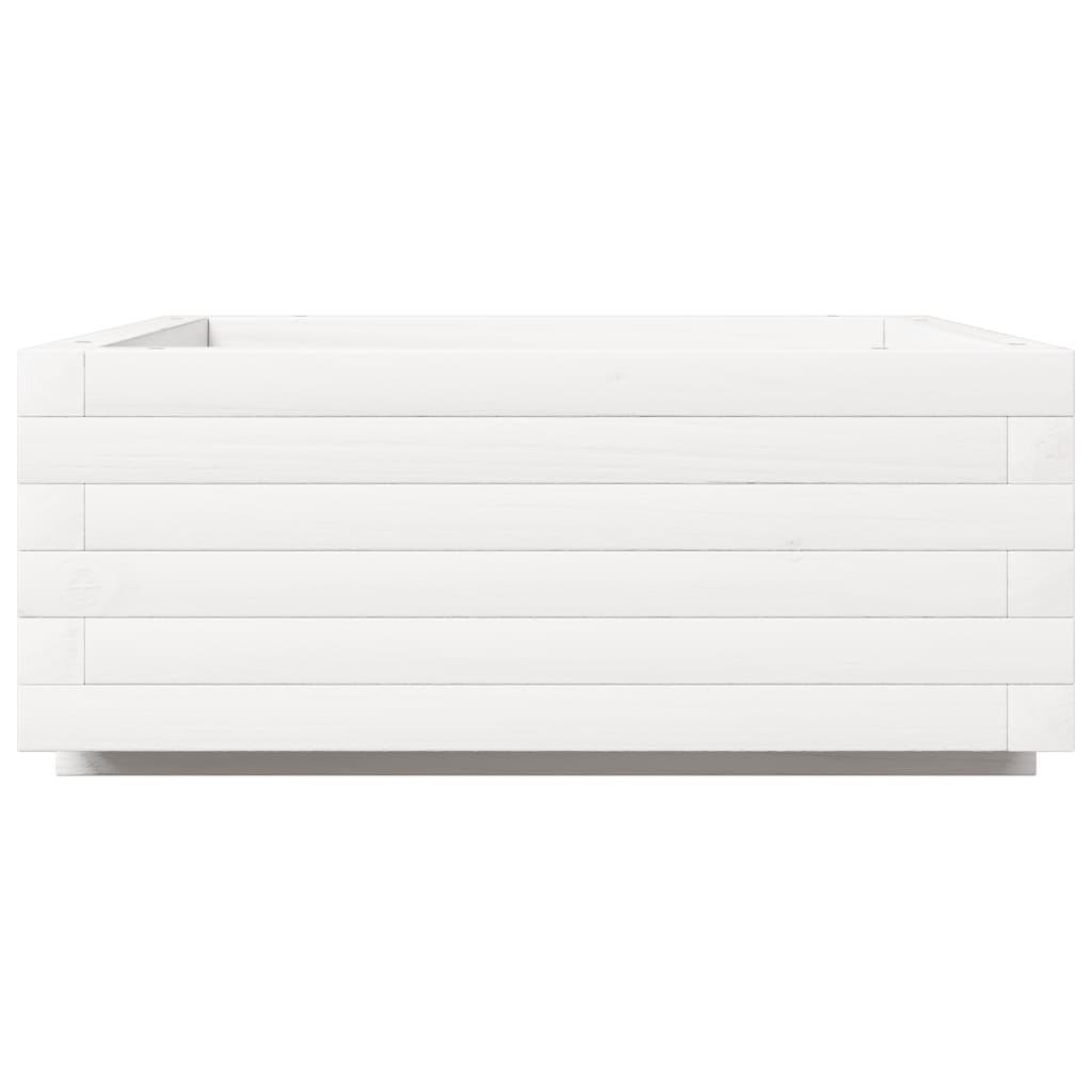 Utendørs Blomsterkasse Plantekasse Tre Hvit 60x60x26,5 cm heltre furu