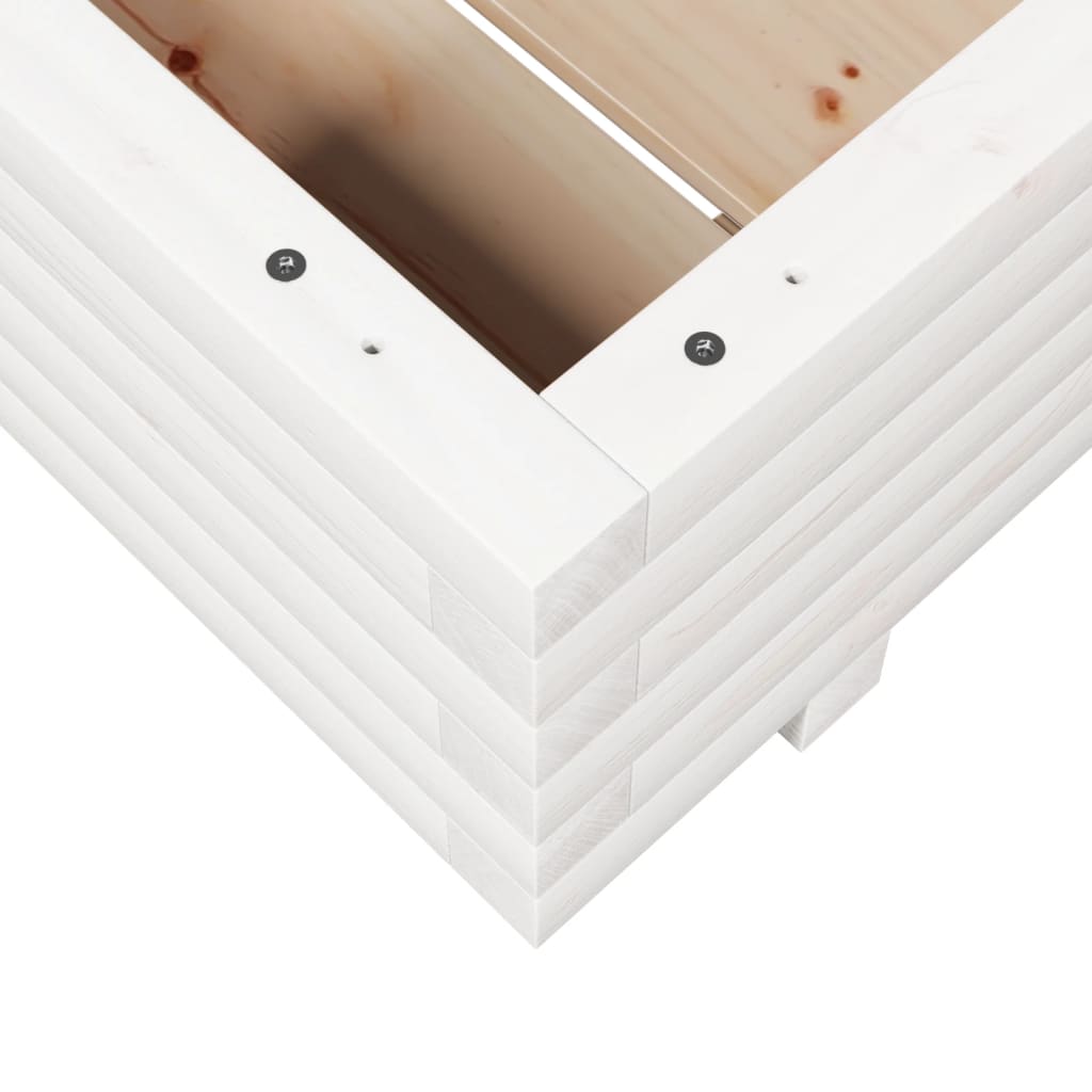Utendørs Blomsterkasse Plantekasse Tre Hvit 60x60x26,5 cm heltre furu