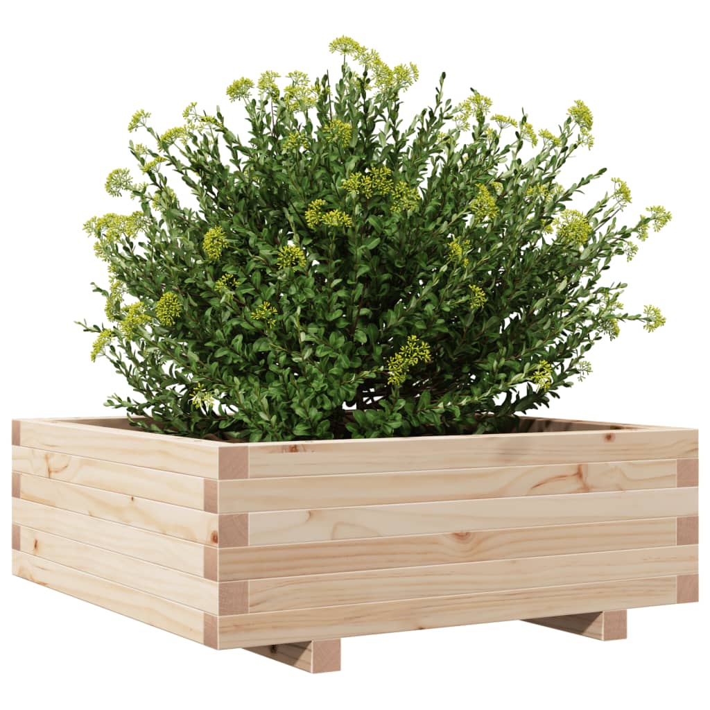 Utendørs Blomsterkasse Plantekasse Tre 70x70x26,5 cm heltre furu