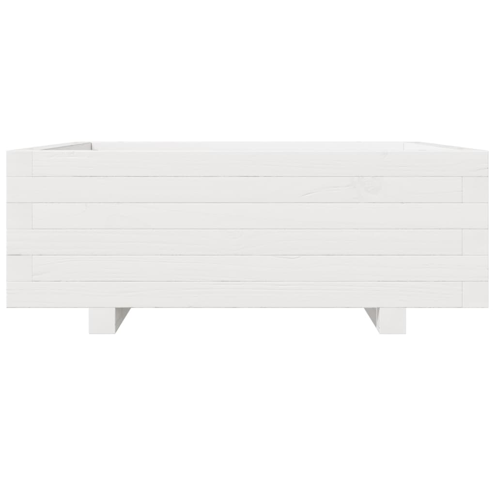 Utendørs Blomsterkasse Plantekasse Tre Hvit 70x70x26,5 cm heltre furu