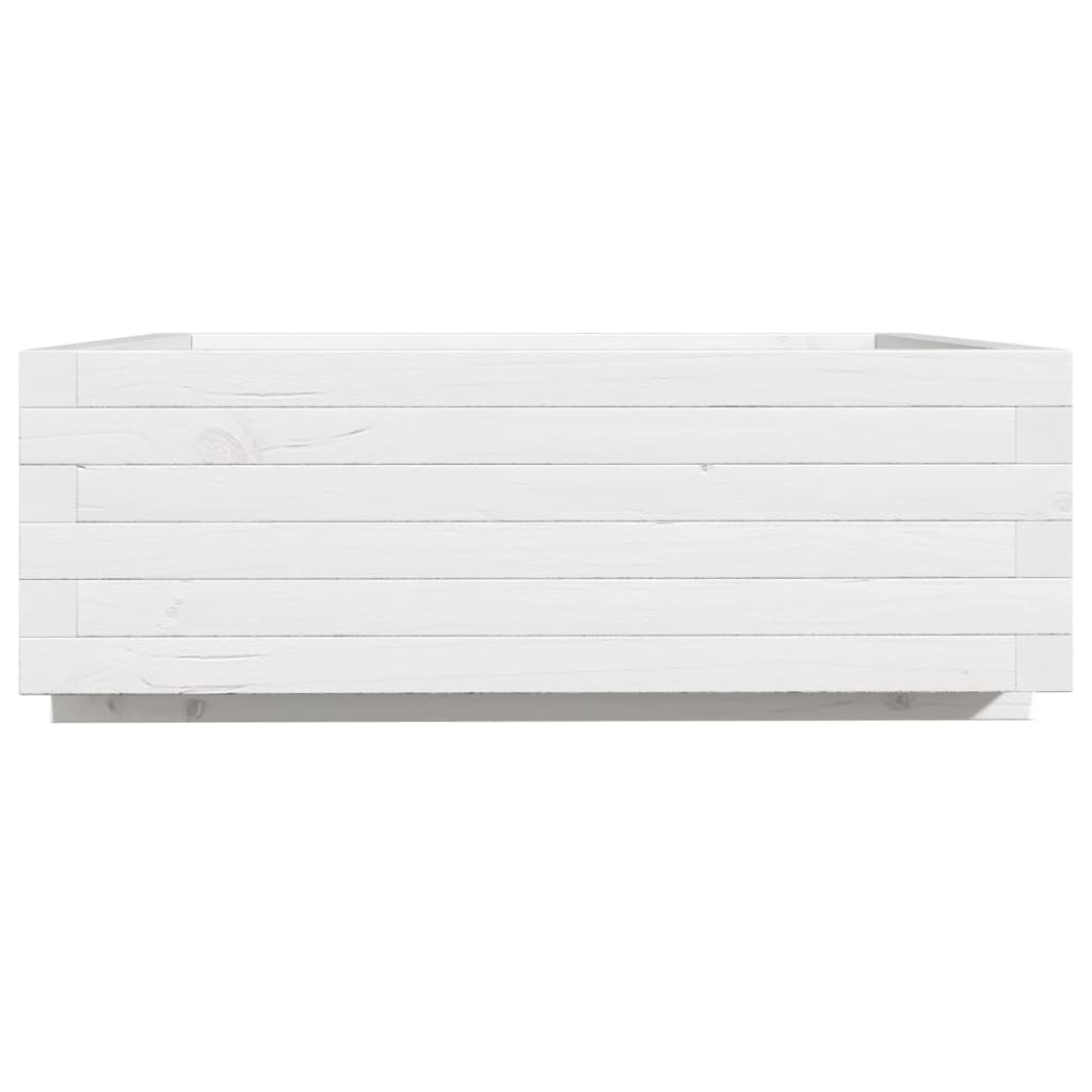 Utendørs Blomsterkasse Plantekasse Tre Hvit 70x70x26,5 cm heltre furu