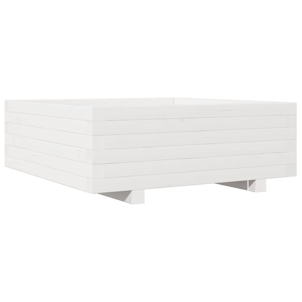 Utendørs Blomsterkasse Plantekasse Tre Hvit 70x70x26,5 cm heltre furu