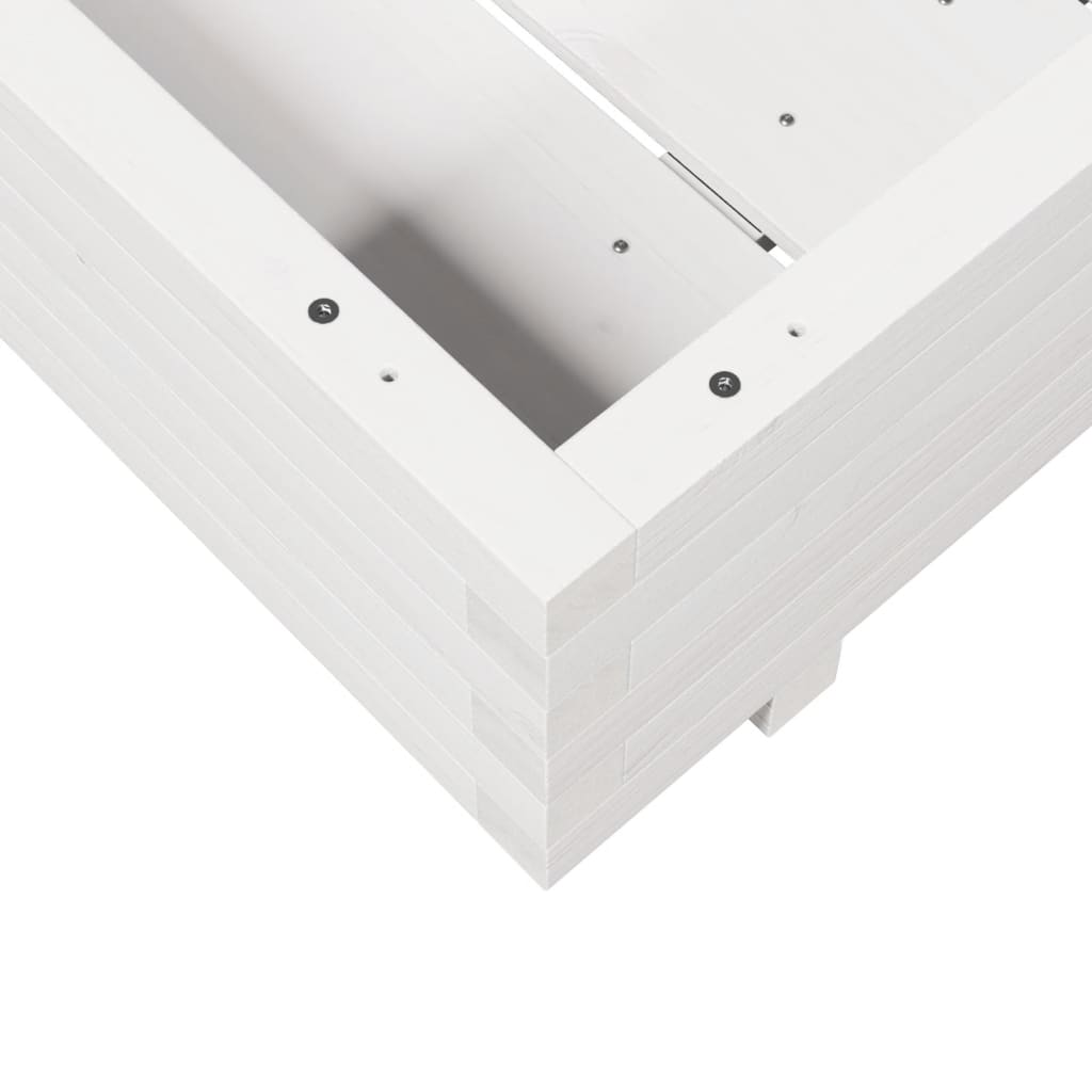 Utendørs Blomsterkasse Plantekasse Tre Hvit 70x70x26,5 cm heltre furu