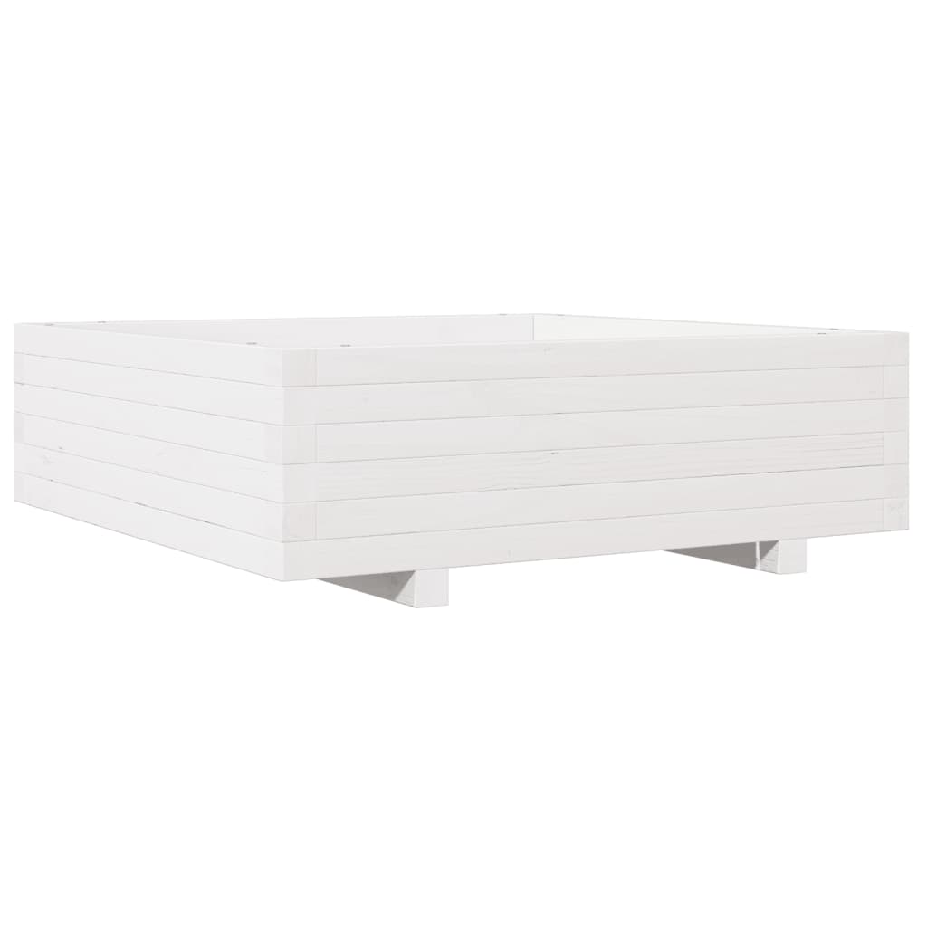 Utendørs Blomsterkasse Plantekasse Tre Hvit 80x80x26,5 cm heltre furu