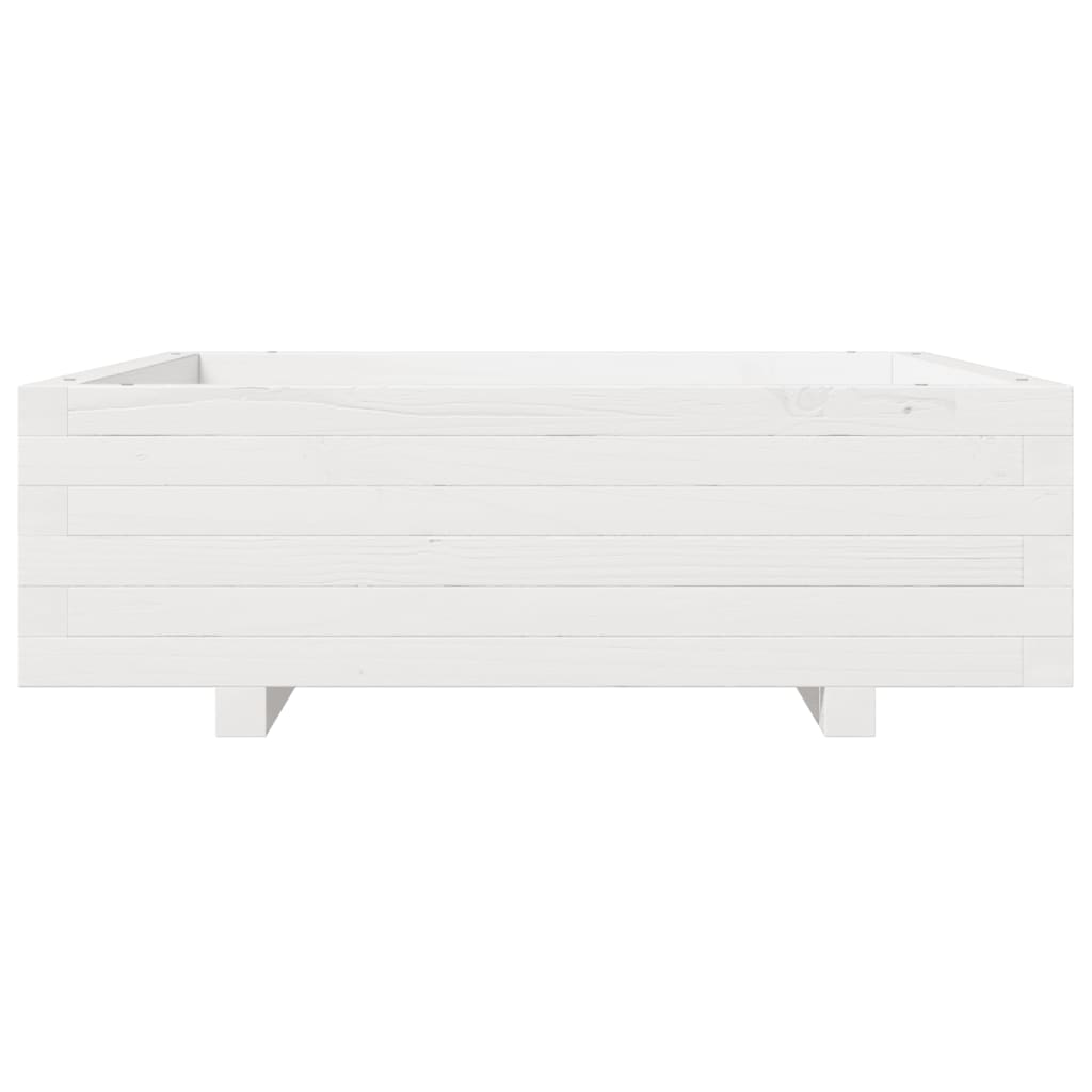 Utendørs Blomsterkasse Plantekasse Tre Hvit 80x80x26,5 cm heltre furu