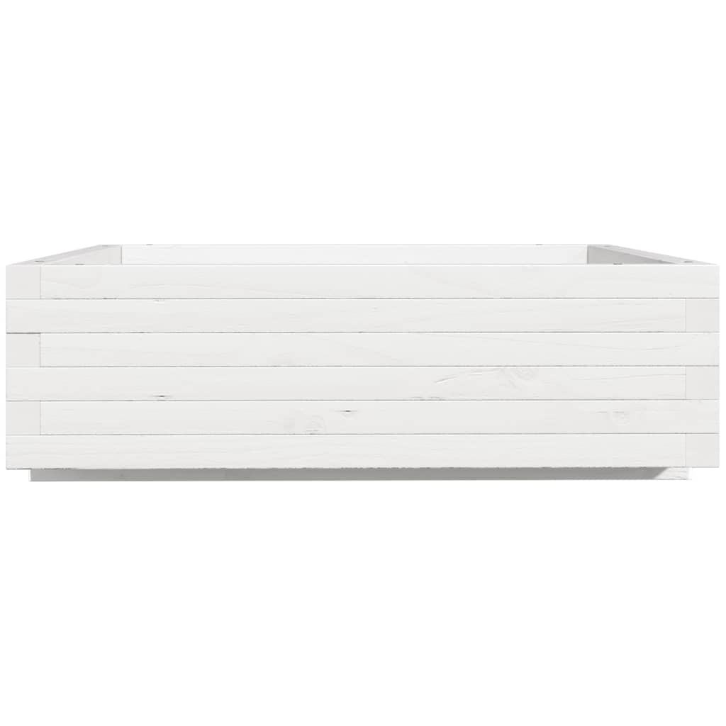 Utendørs Blomsterkasse Plantekasse Tre Hvit 80x80x26,5 cm heltre furu