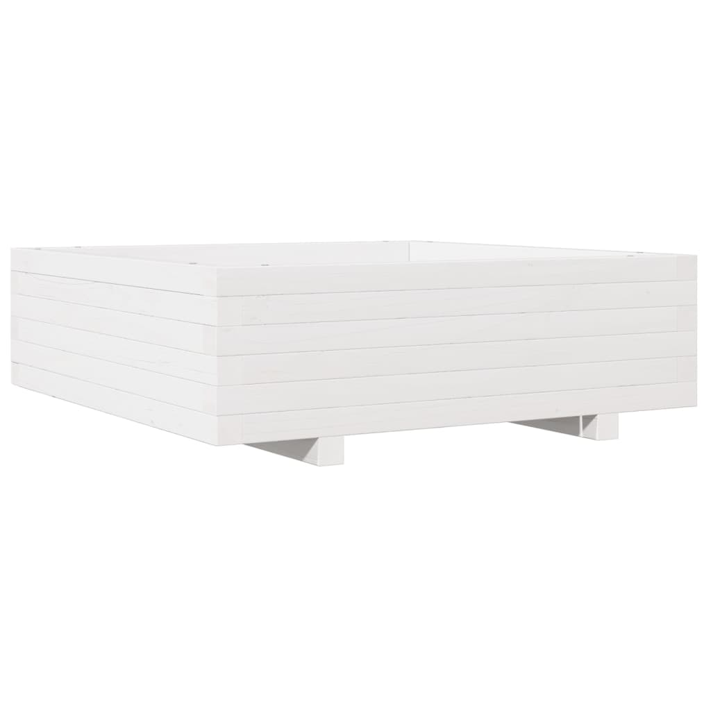 Utendørs Blomsterkasse Plantekasse Tre Hvit 80x80x26,5 cm heltre furu