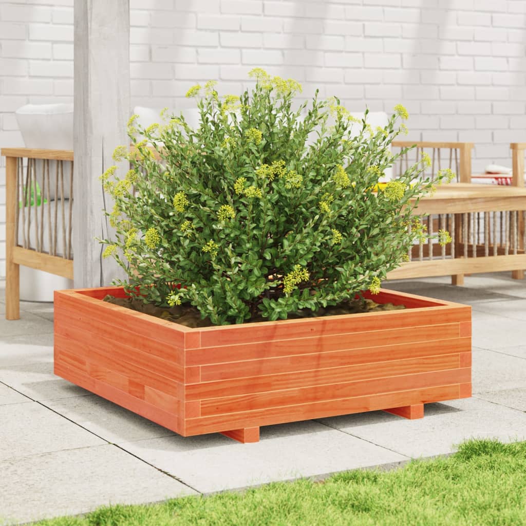 Utendørs Blomsterkasse Plantekasse Tre voksbrun 80x80x26,5 cm heltre furu