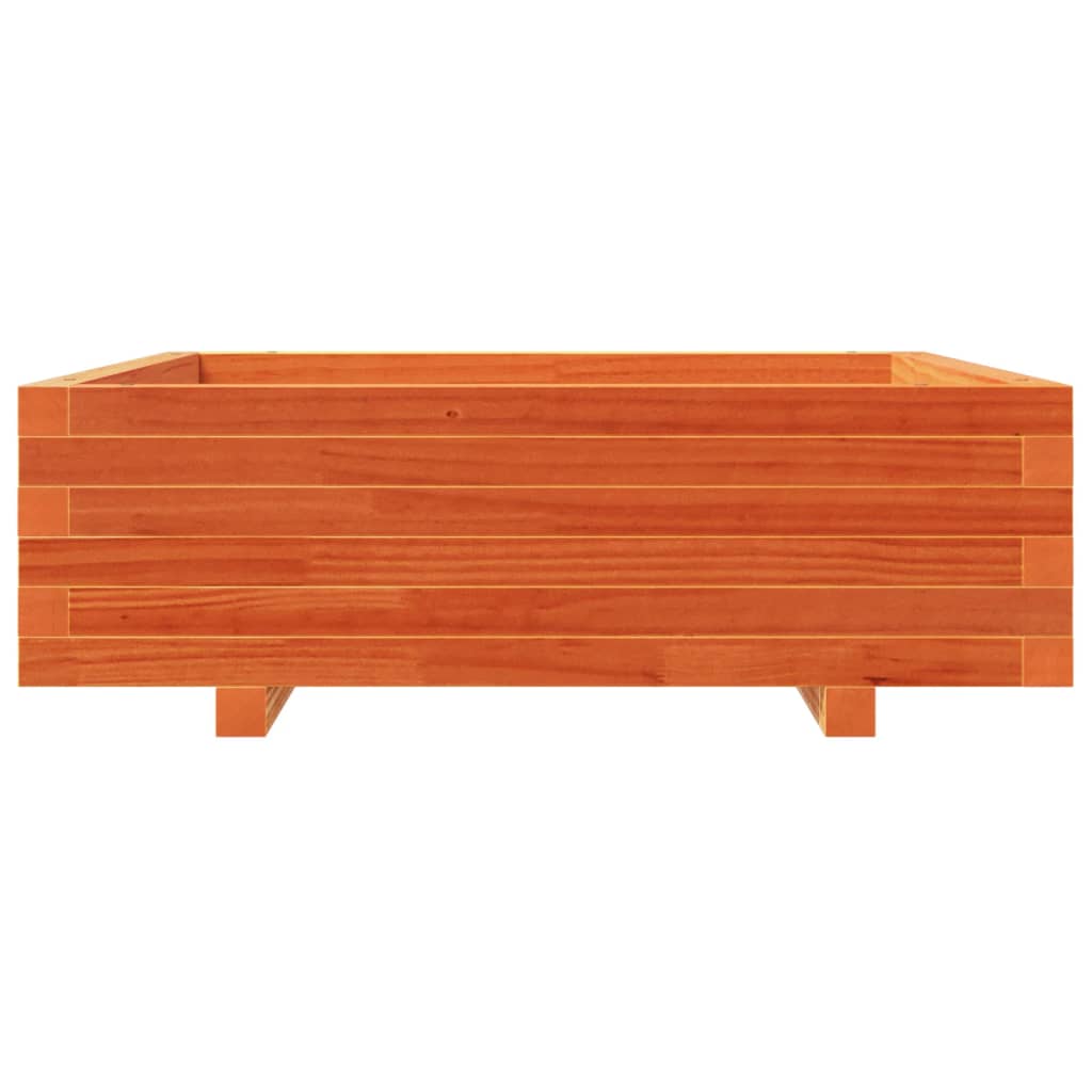 Utendørs Blomsterkasse Plantekasse Tre voksbrun 80x80x26,5 cm heltre furu