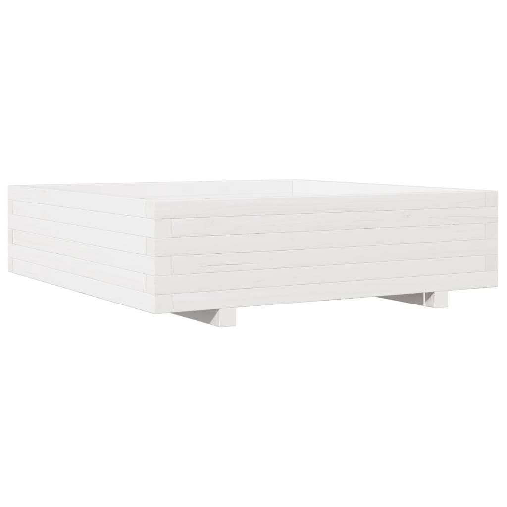 Utendørs Blomsterkasse Plantekasse Tre Hvit 90x90x26,5 cm heltre furu