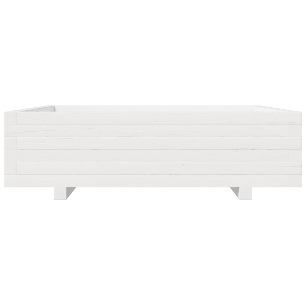 Utendørs Blomsterkasse Plantekasse Tre Hvit 90x90x26,5 cm heltre furu