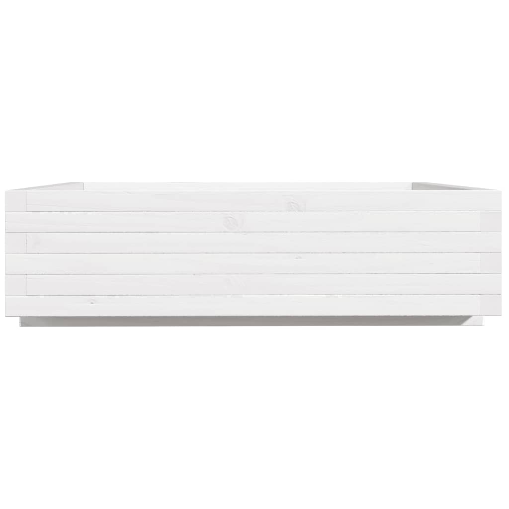 Utendørs Blomsterkasse Plantekasse Tre Hvit 90x90x26,5 cm heltre furu