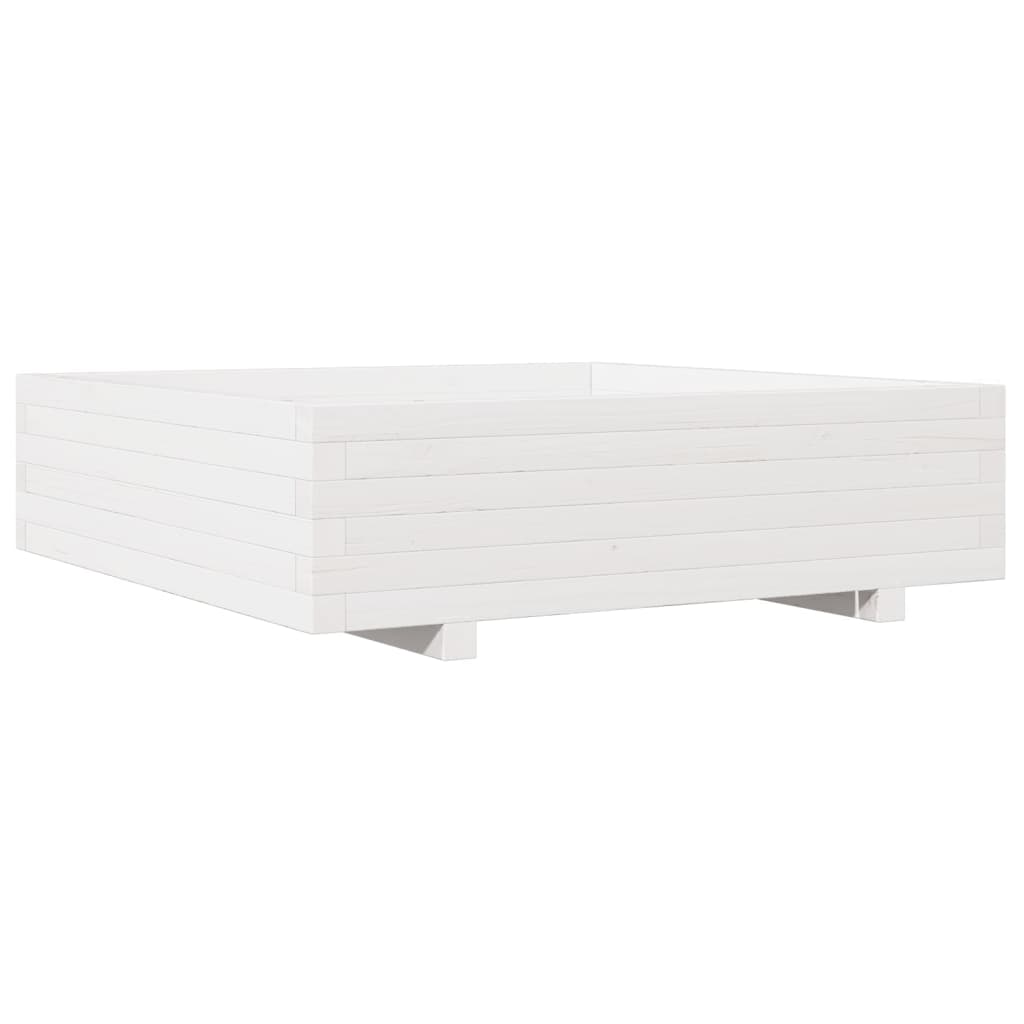 Utendørs Blomsterkasse Plantekasse Tre Hvit 90x90x26,5 cm heltre furu