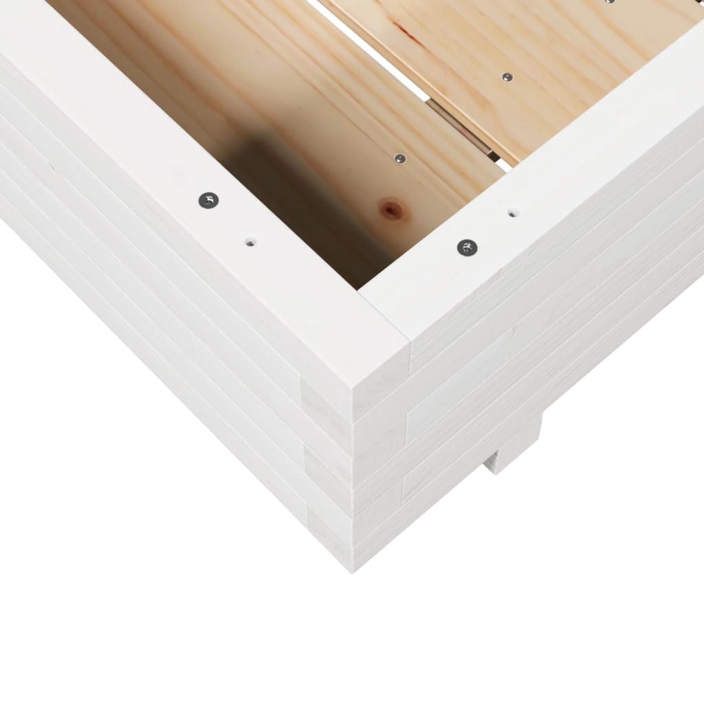 Utendørs Blomsterkasse Plantekasse Tre Hvit 90x90x26,5 cm heltre furu