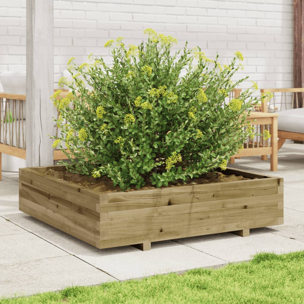 Utendørs Blomsterkasse Plantekasse Tre 100x100x26,5 cm impregnert furu
