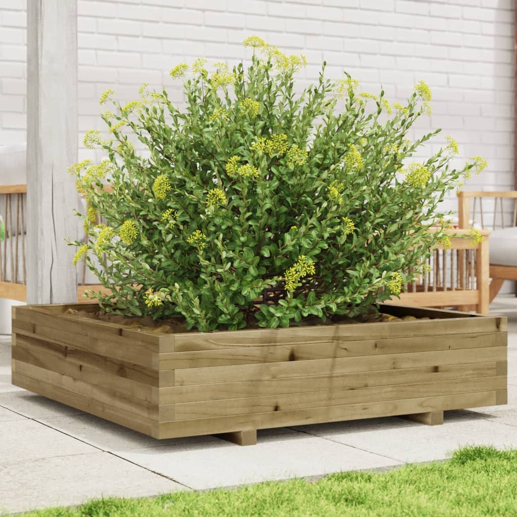 Utendørs Blomsterkasse Plantekasse Tre 100x100x26,5 cm impregnert furu