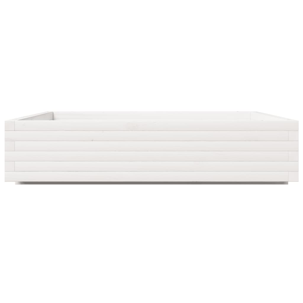 Utendørs Blomsterkasse Plantekasse Tre Hvit 110x110x26,5 cm heltre furu