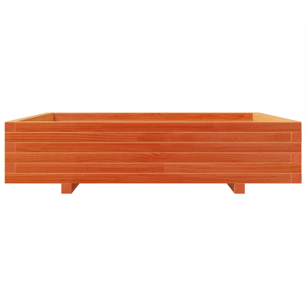 Utendørs Blomsterkasse Plantekasse Tre voksbrun 110x110x26,5 cm heltre furu
