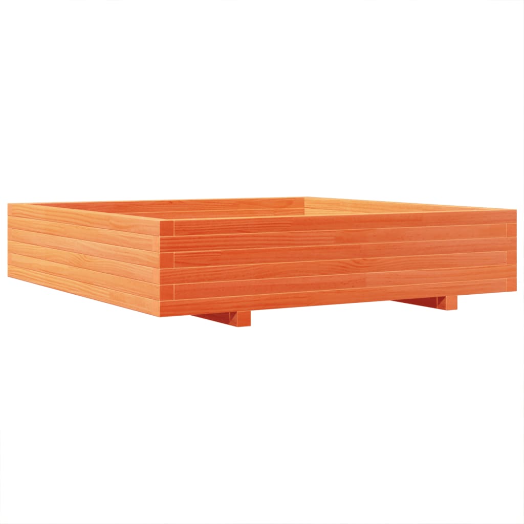 Utendørs Blomsterkasse Plantekasse Tre voksbrun 110x110x26,5 cm heltre furu