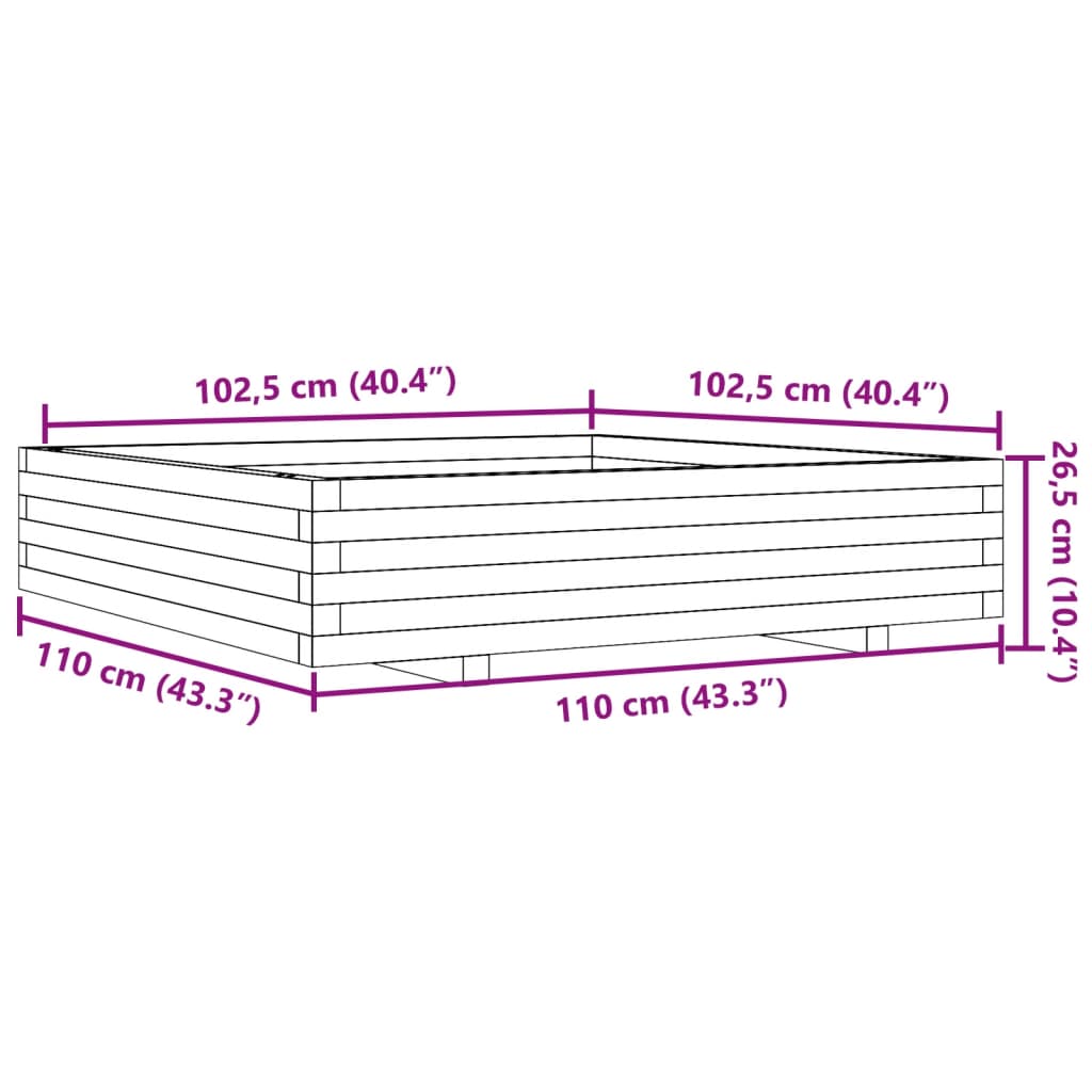 Utendørs Blomsterkasse Plantekasse Tre 110x110x26,5 cm heltre douglasgran