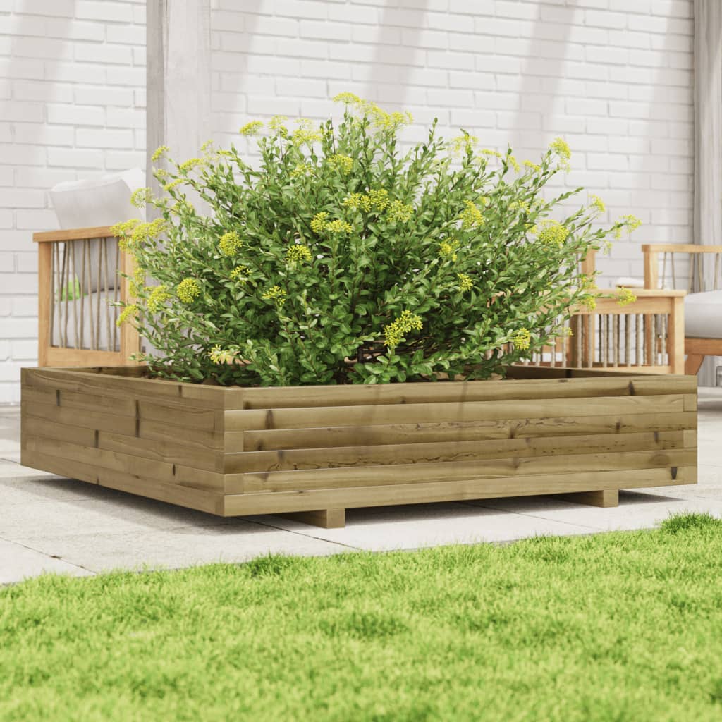 Utendørs Blomsterkasse Plantekasse Tre 110x110x26,5 cm impregnert furu