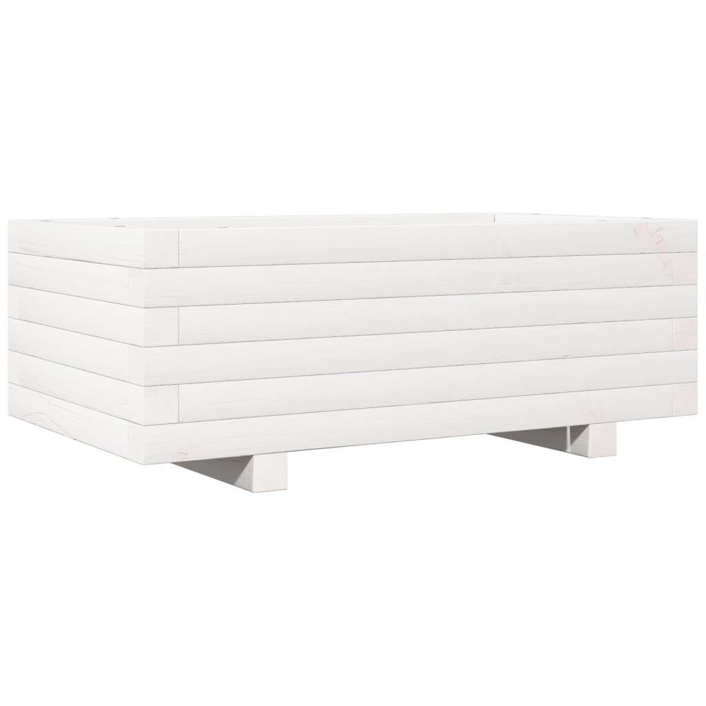 Utendørs Blomsterkasse Plantekasse Tre Hvit 70x40x26,5 cm heltre furu