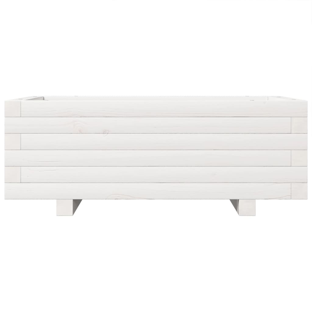 Utendørs Blomsterkasse Plantekasse Tre Hvit 70x40x26,5 cm heltre furu