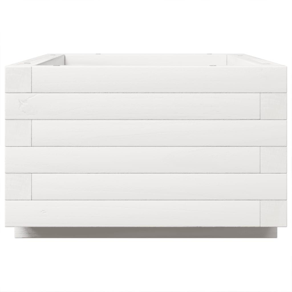 Utendørs Blomsterkasse Plantekasse Tre Hvit 70x40x26,5 cm heltre furu