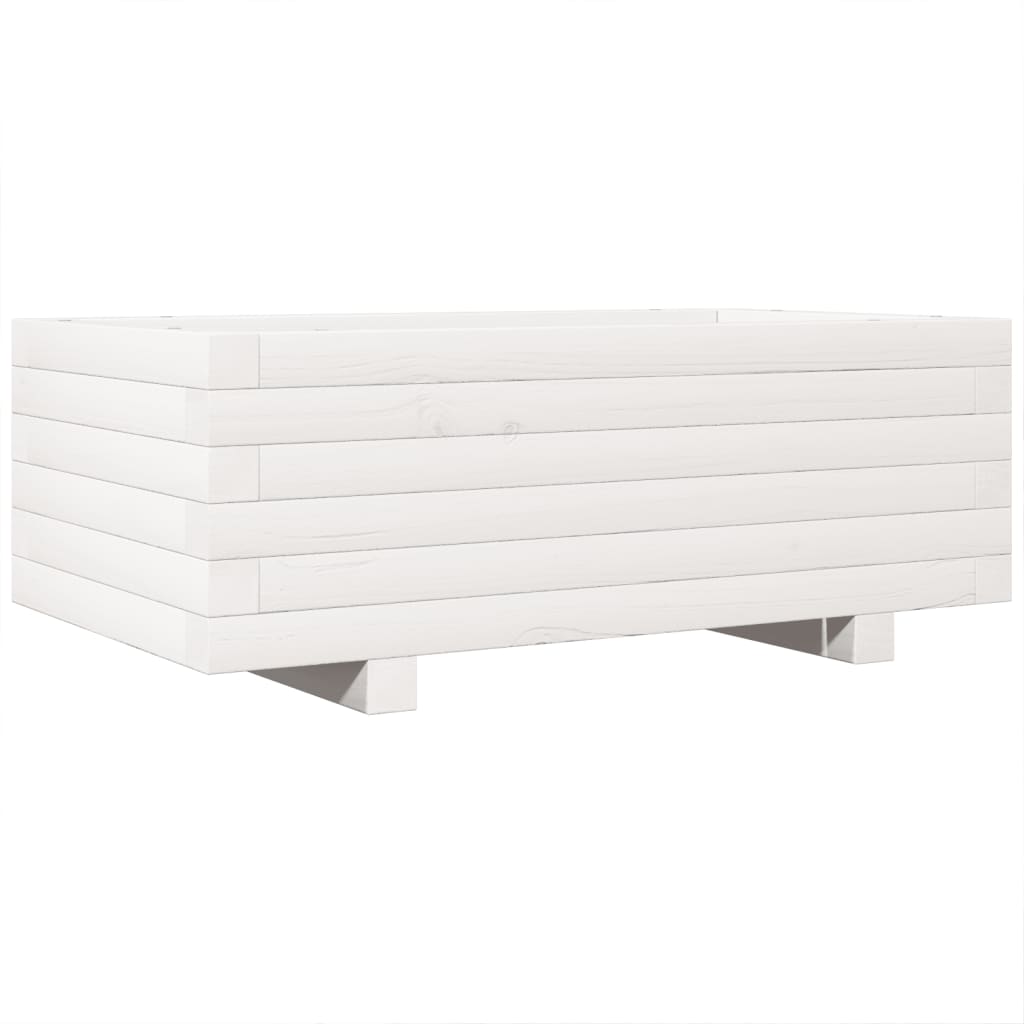 Utendørs Blomsterkasse Plantekasse Tre Hvit 70x40x26,5 cm heltre furu