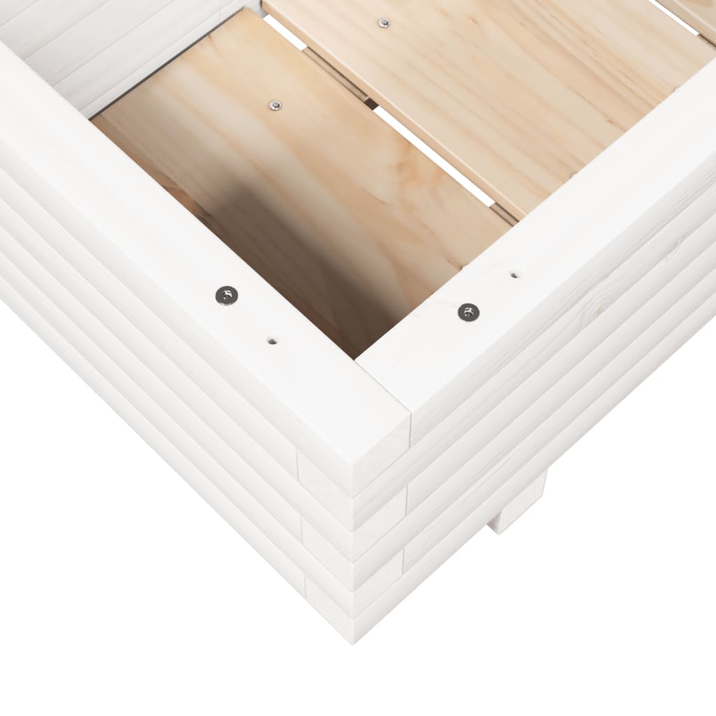 Utendørs Blomsterkasse Plantekasse Tre Hvit 70x40x26,5 cm heltre furu