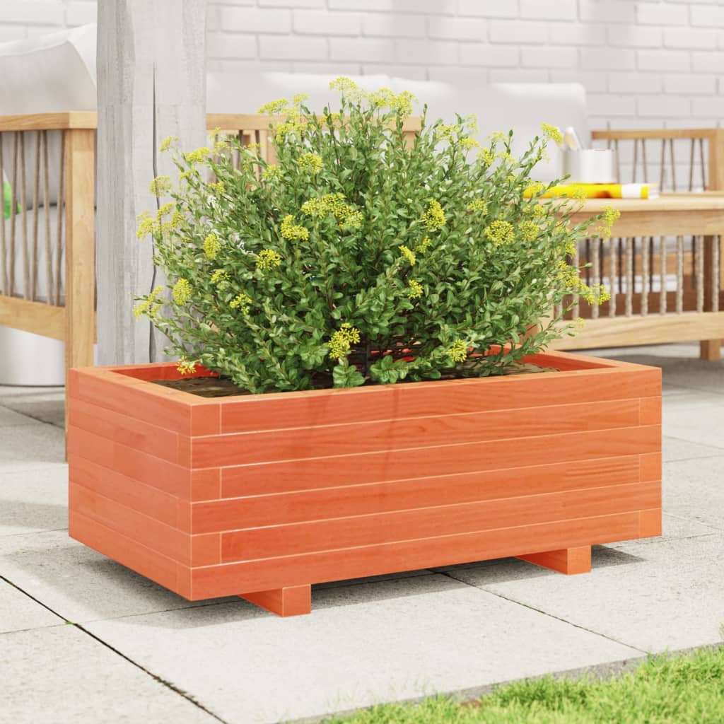 Utendørs Blomsterkasse Plantekasse Tre voksbrun 70x40x26,5 cm heltre furu