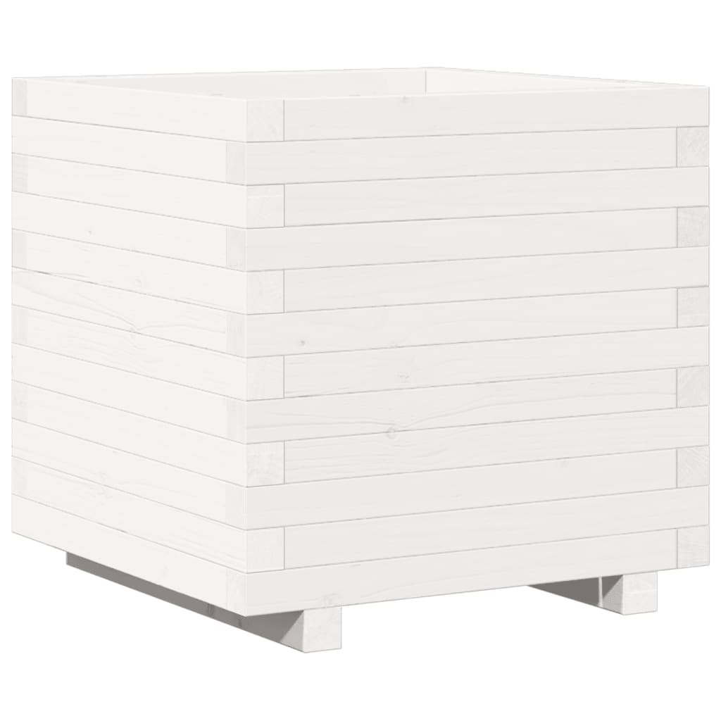 Utendørs Blomsterkasse Plantekasse Tre Hvit 50x50x49,5 cm heltre furu