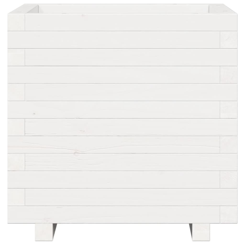 Utendørs Blomsterkasse Plantekasse Tre Hvit 50x50x49,5 cm heltre furu