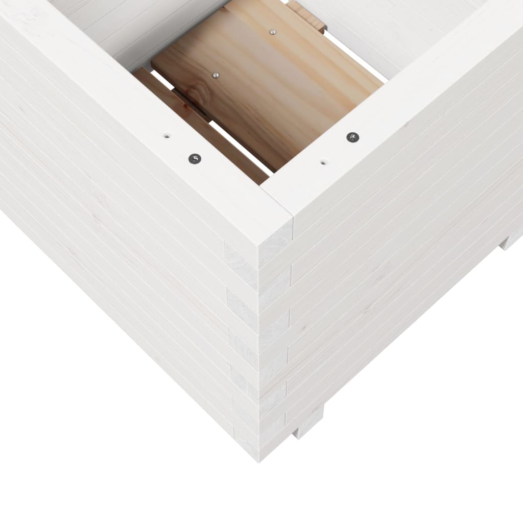 Utendørs Blomsterkasse Plantekasse Tre Hvit 50x50x49,5 cm heltre furu