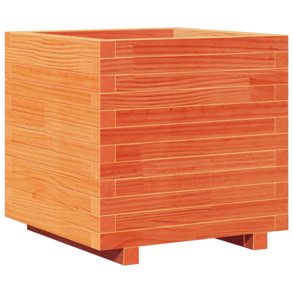 Utendørs Blomsterkasse Plantekasse Tre voksbrun 50x50x49,5 cm heltre furu