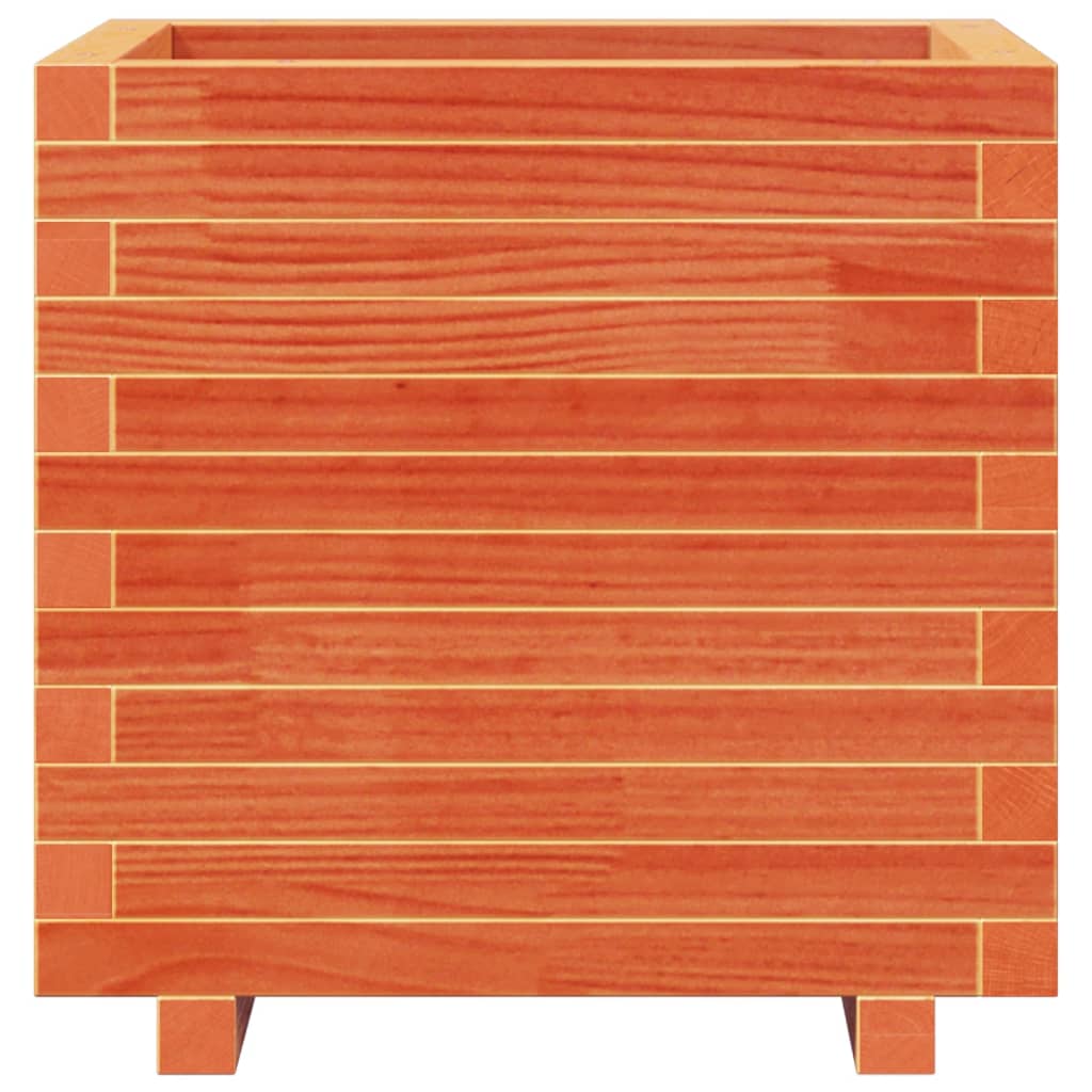 Utendørs Blomsterkasse Plantekasse Tre voksbrun 50x50x49,5 cm heltre furu