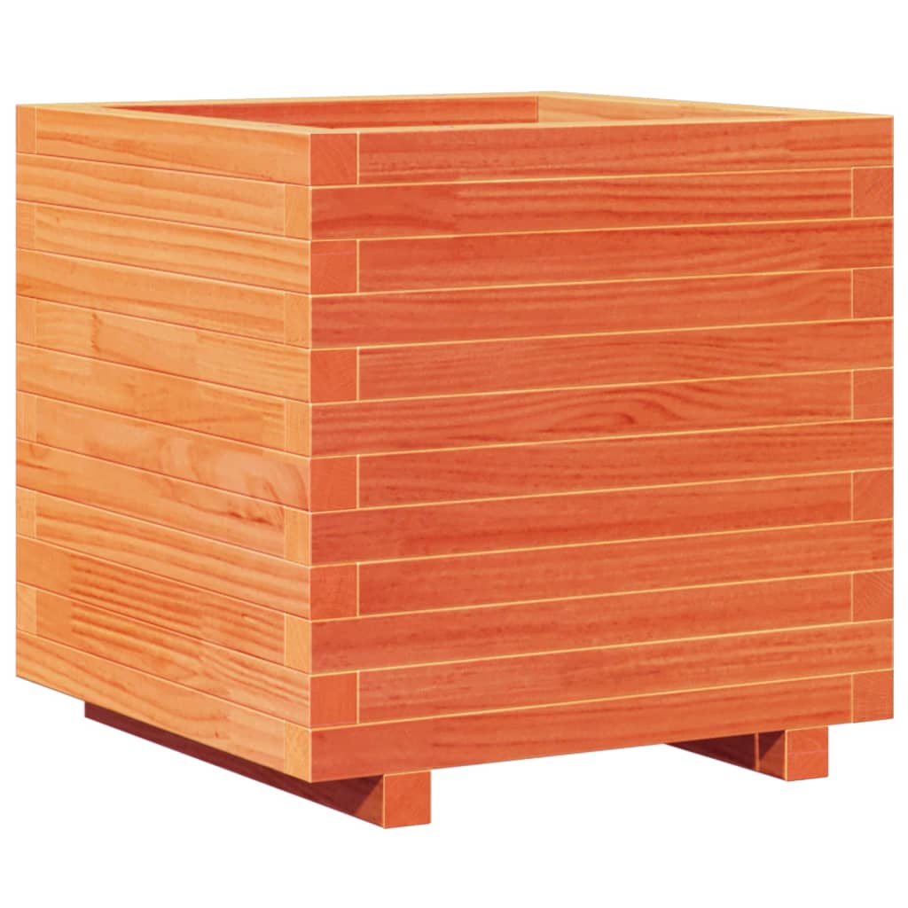 Utendørs Blomsterkasse Plantekasse Tre voksbrun 50x50x49,5 cm heltre furu