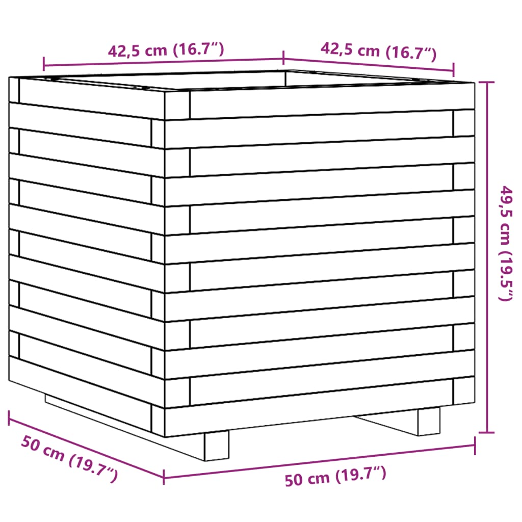 Utendørs Blomsterkasse Plantekasse Tre 50x50x49,5 cm heltre douglasgran
