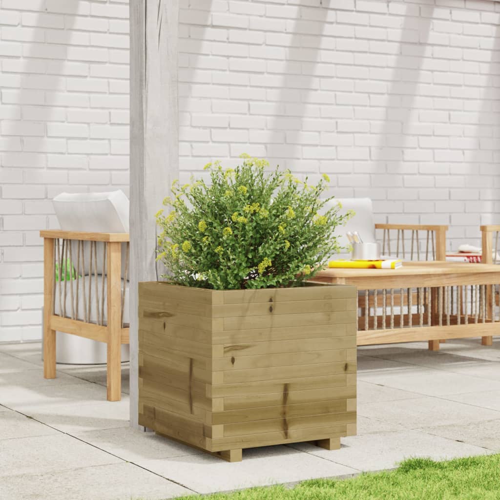 Utendørs Blomsterkasse Plantekasse Tre 50x50x49,5 cm impregnert furu