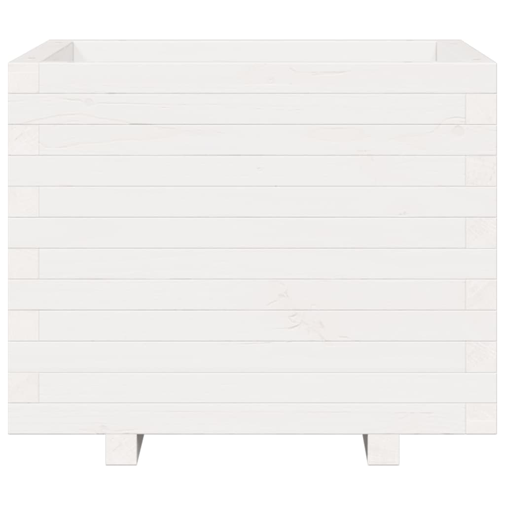Utendørs Blomsterkasse Plantekasse Tre Hvit 60x60x49,5 cm heltre furu